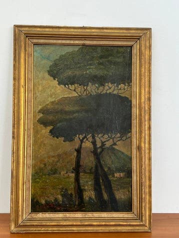 Saturno Bartolomei (1882-1965) - Pini nel crepuscolo, Antiquités & Art