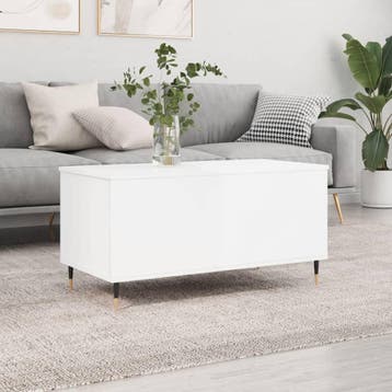 vidaXL Salontafel 90x44,5x45 cm bewerkt hout hoogglans wit, Verzenden, Nieuw