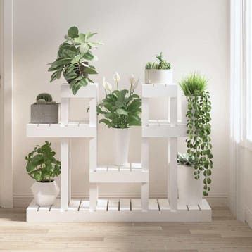 vidaXL Plantenstandaard wit 104,5x25x77,5 cm massief, Verzenden, Nieuw