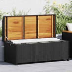 vidaXL Tuinopbergbank 120 cm poly rattan zwart, Verzenden, Nieuw