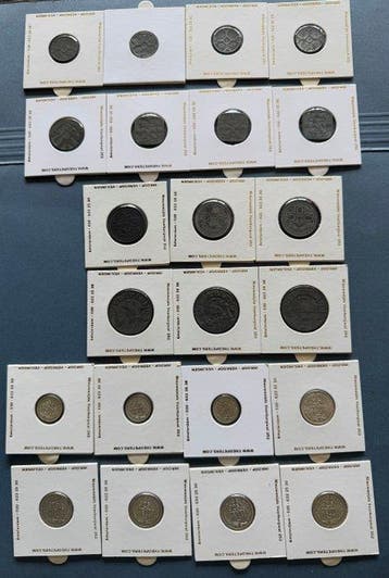 Nederland. Wilhelmina. 1941/1944, Lot van 22 oorlogsmunten,