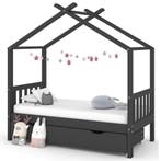 vidaXL Kinderbedframe met lade grenenhout donkergrijs 80x160, Verzenden, Nieuw