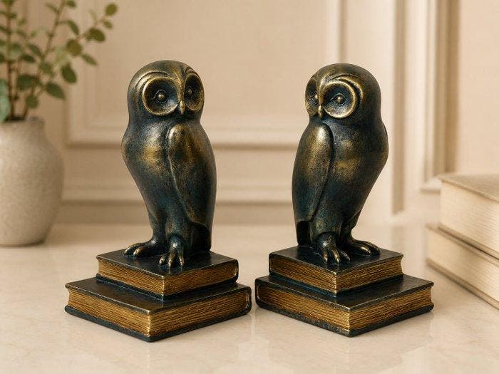 sculptuur, Pair of Vintage Owl Bookends – Hand Finished, Antiquités & Art, Curiosités & Brocante