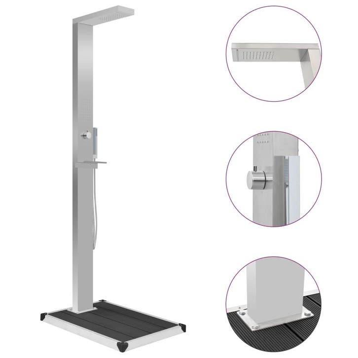 vidaXL Buitendouche met bak HKC roestvrij staal, Tuin en Terras, Zwembaden, Nieuw, Verzenden