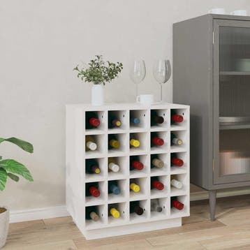 vidaXL Wijnkast 55,5x34x61 cm massief grenenhout wit, Huis en Inrichting, Verzenden, Nieuw
