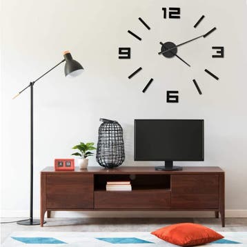 vidaXL 3D-wandklok modern XXL 100 cm zwart, Verzenden, Nieuw