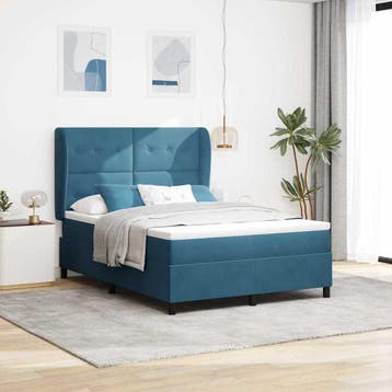 vidaXL Boxspring bed met hoofdeinde Donkerblauw 200 x 160 cm, Verzenden, Nieuw