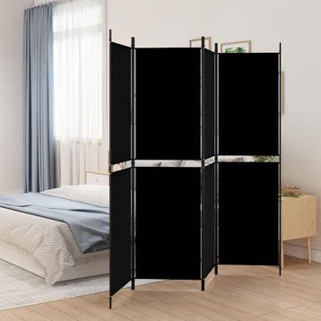 vidaXL Kamerscherm met 4 panelen 200x180 cm stof zwart, Verzenden