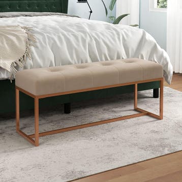 vidaXL Bankje 110x36x45 cm fluweel beige, Verzenden, Nieuw
