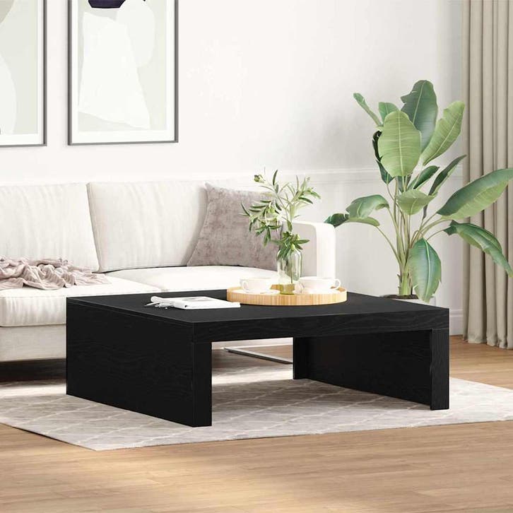 vidaXL Salontafel Zwart Eiken 100 x 100 x 35 cm Bewerkt hout, Maison & Meubles, Tables | Tables de salon, Envoi