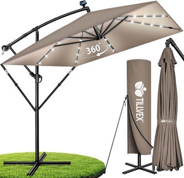 Zweefparasol - Tuinparasol - Parasol 330 cm - Met voet - Met, Verzenden