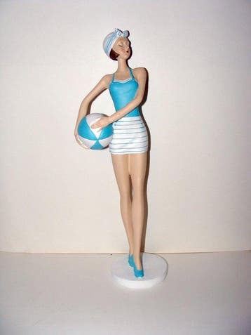 Beeldje, Badenixe, Statuette, Eine Dame in Bade- Sportmode