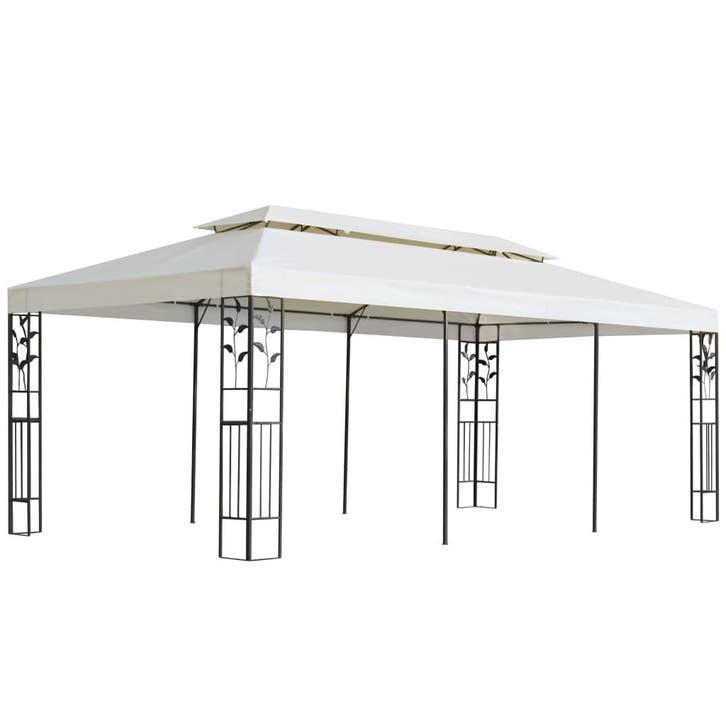 vidaXL Prieel met dubbel dak 6x3 m wit, Jardin & Terrasse, Tonnelles, Envoi