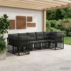 vidaXL Buiten bank set 7 pcs Zwart en Donker Grijs Polyester, Verzenden