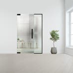 Glazen binnendeur met zijlicht zonder kozijn zwart beslag-Li, Verzenden, Nieuw