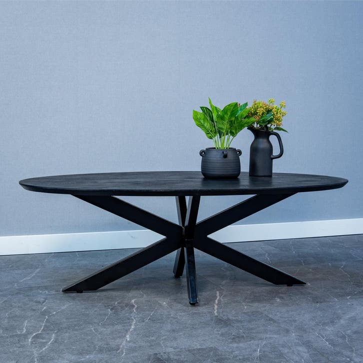 Salontafel Mangohout Tess Ovaal Zwart, Maison & Meubles, Tables | Tables de salon, Envoi