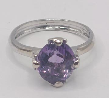 Bague - 18 carats Or blanc Améthyste - Bague attrayante en, Nieuw