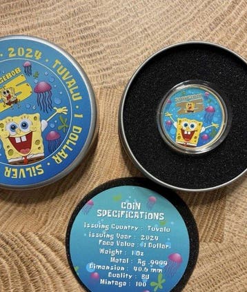 Tuvalu. 1 Dollar 2024 SpongeBob 1 Oz (.999) mit CoA und BOX