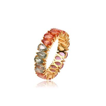 Eeuwigheidsring - 14 karaat Geel goud - 6.28ct. tw. Saffier
