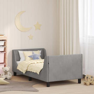 vidaXL Kinderen bedframe met hoofdboard Lichtgrijs 80 x 160, Huis en Inrichting, Slaapkamer | Bedden, Verzenden, Nieuw