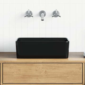 vidaXL Wastafel 40x30x13 cm keramiek zwart, Verzenden, Nieuw