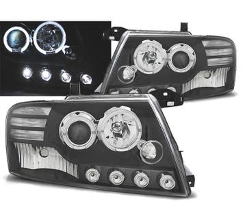 PHARES MITSUBISHI PAJERO V60 00-06 LED ANGEL EYES NOIR, Autos : Pièces & Accessoires, Verzenden