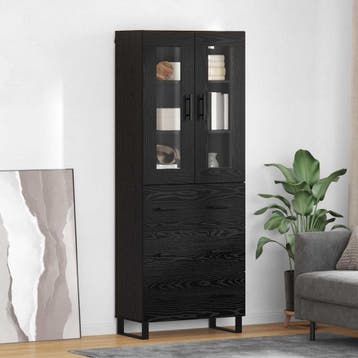 vidaXL Highboard met lade 2 pcs Zwart Eiken Gefabriceerd, Verzenden, Nieuw