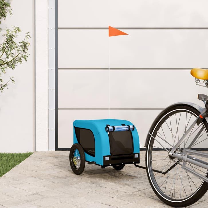 vidaXL Hondenfietstrailer oxford stof en ijzer blauw en, Animaux & Accessoires, Autres accessoires pour animaux, Envoi