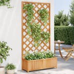 vidaXL Plantenbak met latwerk massief vurenhout bruin, Tuin en Terras, Verzenden, Nieuw