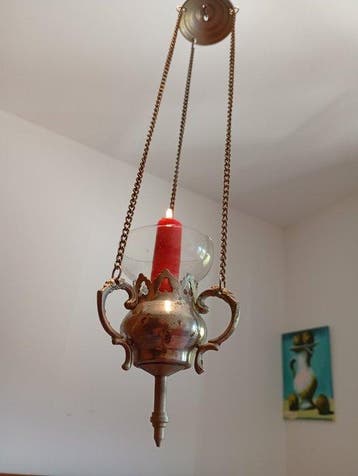 Lampe de sanctuaire - Laiton, Verre - Lampe votive pendante