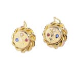 Oorbellen - 18 karaat Geel goud, Roségoud - Parel - Strass,, Nieuw