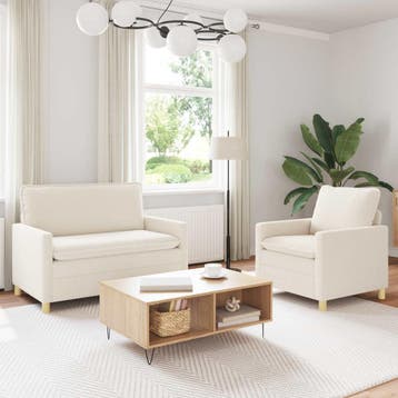 vidaXL bank / zetelstel 2 st Crèmekleurig Stof, Huis en Inrichting, Zetels | Zetels, Verzenden, Nieuw