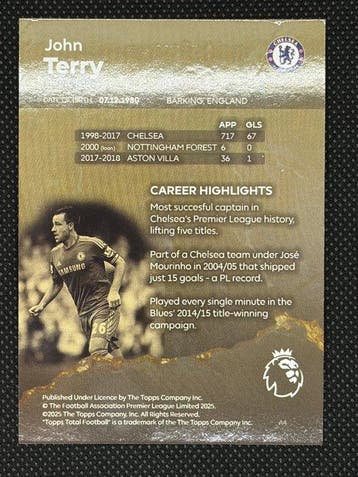 2025 Topps Aeternus John Terry Serialized card, Limited