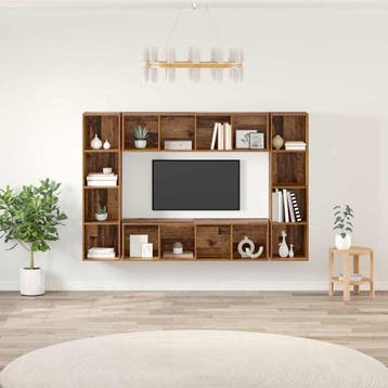 vidaXL Tv-meubelset 4 pcs Bruin 37 x 37 x 142,5 cm Bewerkt, Verzenden, Nieuw