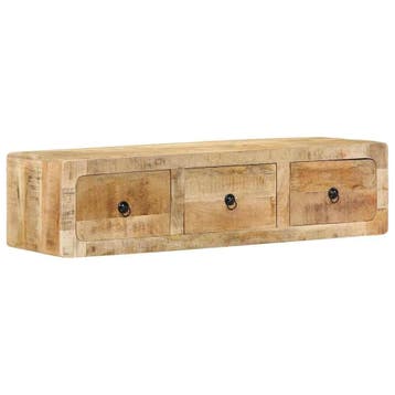 vidaXL Tv-wandmeubel 100x32x25 cm massief hout ruw mangohout, Huis en Inrichting, Woonaccessoires | Cd- en Dvd-rekken, Verzenden