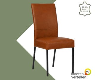 Leren eetkamerstoel Real - Granada Savannah (cognac) -, Huis en Inrichting, Stoelen, Bruin, Nieuw, Ophalen of Verzenden, Eén