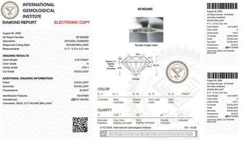 1 pcs Diamant (Natuurlijk) - 0.52 ct - Rond - D (kleurloos)