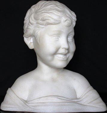 Buste, Fanciullo sorridente - 32 cm - Carrara marmer