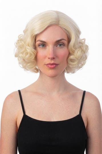 KIMU® Luxe Blonde Krullen Pruik Gekruld Haar Boblijn Schoude, Kleding | Dames, Ophalen of Verzenden, Nieuw