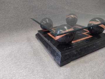 Salontafel - Glas, hard hout