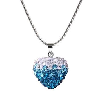 Fako Bijoux - Ketting - Disco Dots - Hart Duo - Lichtblauw, Verzenden, Nieuw