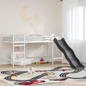 vidaXL Kinderen Loft Bed Frame met Glijbaan Effen Wit en, Verzenden, Nieuw