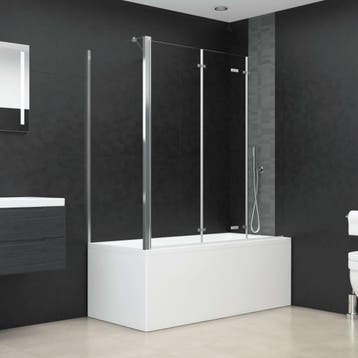 vidaXL Badwand 120x69x130 cm gehard glas transparant, Doe-het-zelf en Bouw, Sanitair, Verzenden, Nieuw