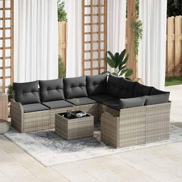 vidaXL Tuinbank Set 9 st 8-Aantal zitplaatsen, Verzenden, Nieuw