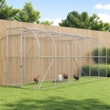 vidaXL Kippenhok Tegen de Muur zilver 600 x 150 x 215 cm, Verzenden, Nieuw