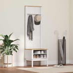 vidaXL hal kast met plank FLORO Wit 50 x 40 x 158 cm Massief, Huis en Inrichting, Verzenden, Nieuw