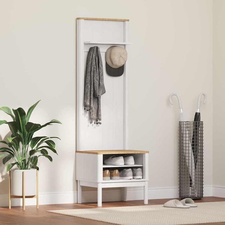 vidaXL hal kast met plank FLORO Wit 50 x 40 x 158 cm Massief, Huis en Inrichting, Overige Huis en Inrichting, Nieuw, Verzenden