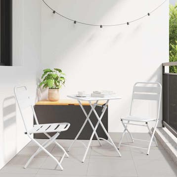 vidaXL Bistroset 3 st Wit Staal, Tuin en Terras, Verzenden, Nieuw