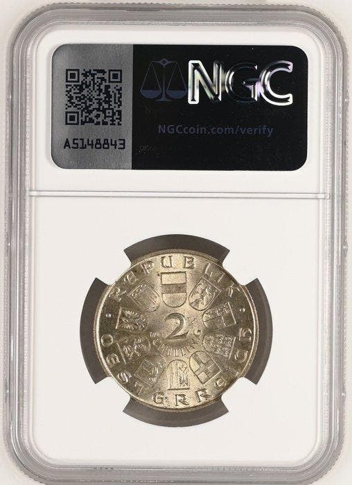 Oostenrijk. 2 Schilling 1933 - NGC MS63, Postzegels en Munten, Munten | Europa | Niet-Euromunten