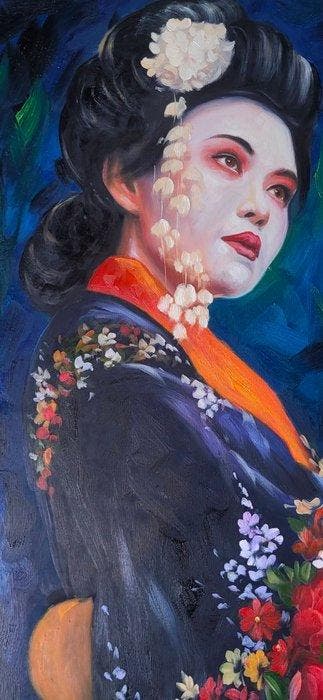 Nguyen Robert - Geisha dans la Nuit 80 60 cm